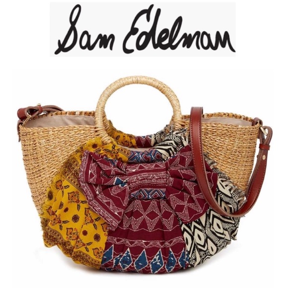 Sam Edelman Straw Basket Tote/Shoulder Bag - Picture 3 of 5